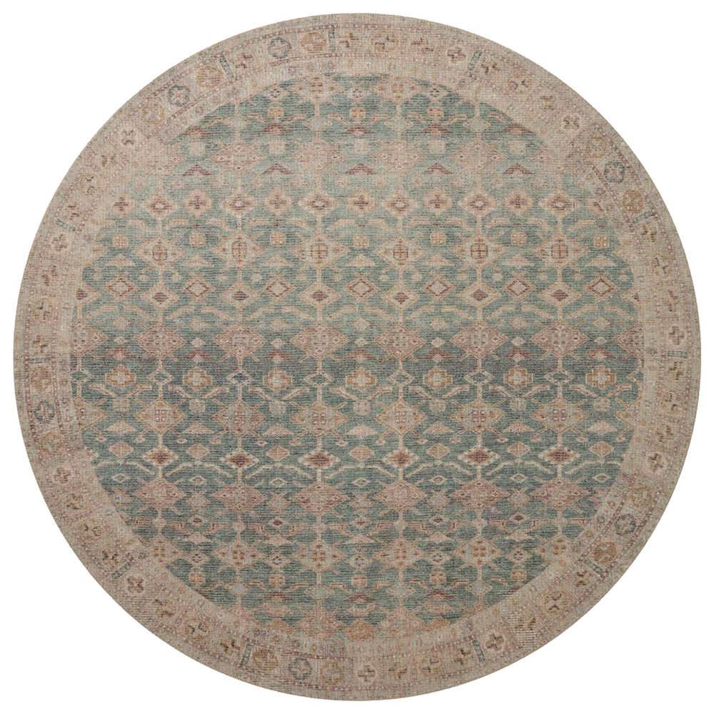 Angela Rose Aubrey 7"6" Round Aqua and Sand Area Rug, , large