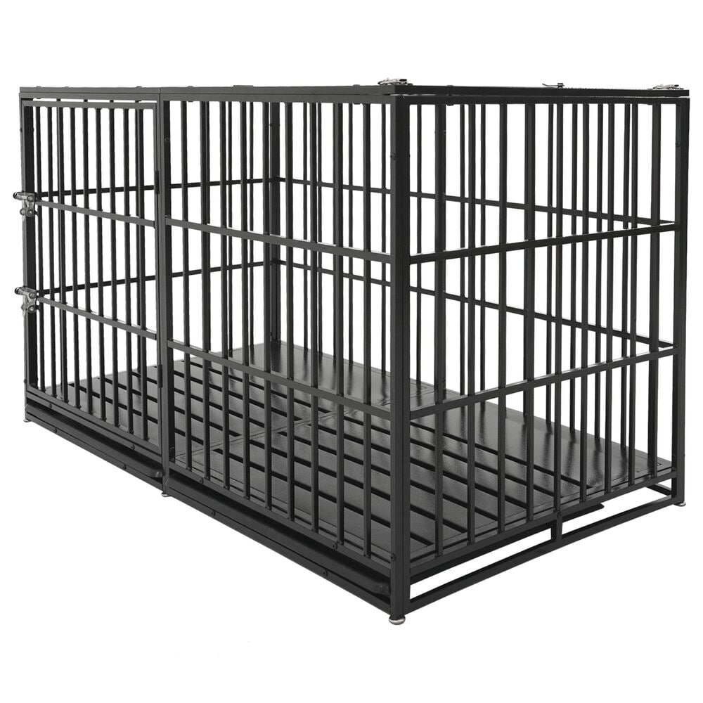 HOMLUX 61" Extra Large Heavy Duty Metal Dog Crate for Large Dogs in Black, , large