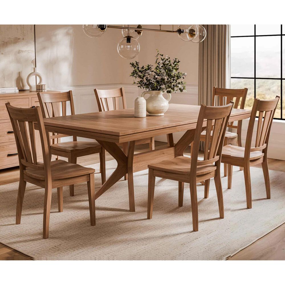 Arista Wood Anders and Dayton 7-Piece Rectangular Dining Set in Sandstone, , large