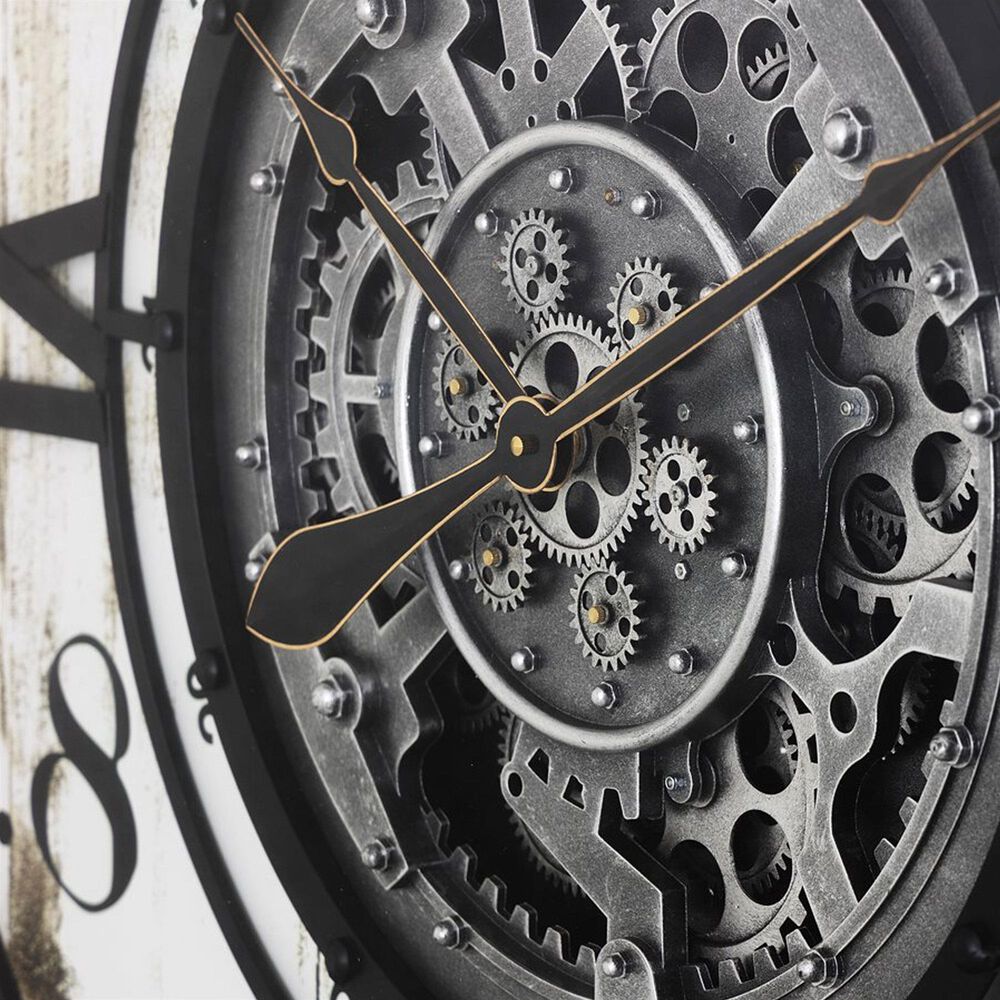 Yosemite Home Decor Modern Farmhouse Gear Wall Clock in Black and White, , large