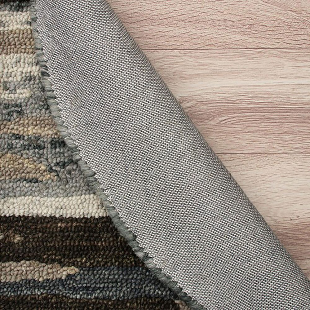 L&amp;R Resources Sinuous Distressed Cabin Camouflage 4&#39; Round Gray, Brown and Tan Area Rug, , large