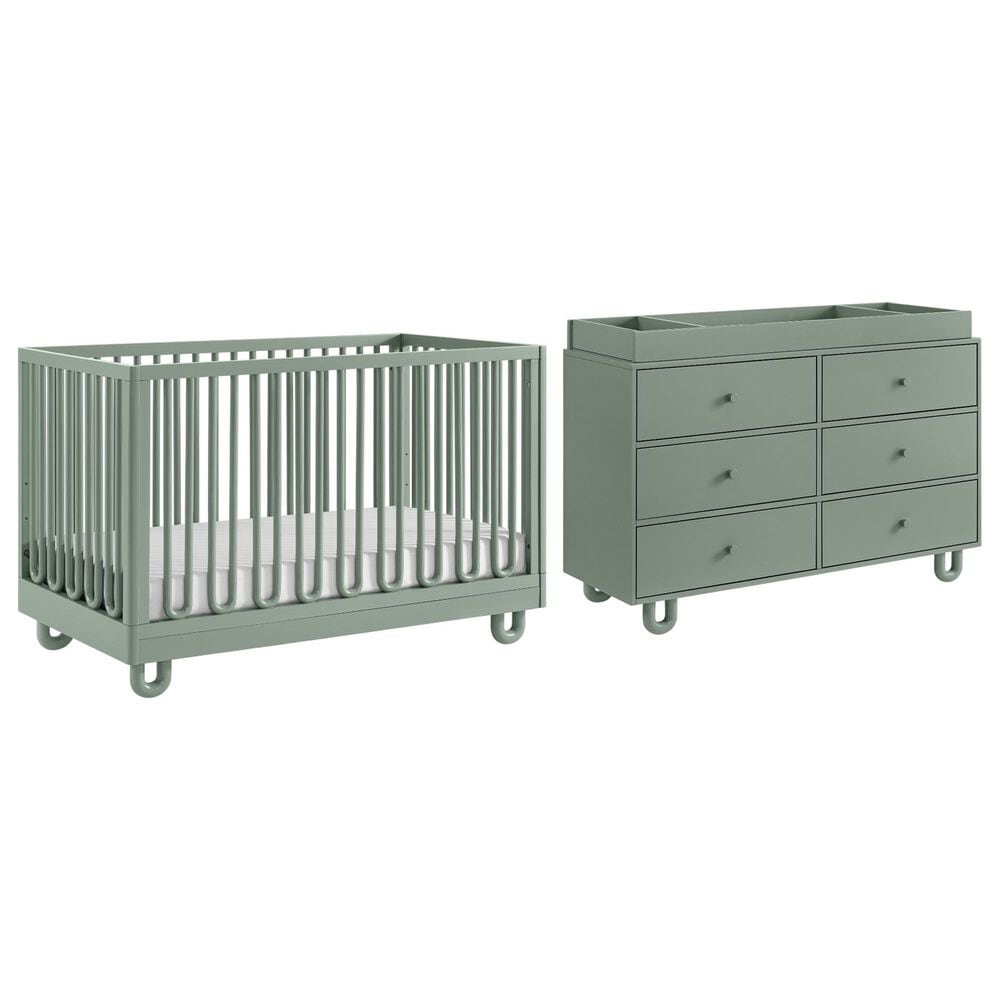 Oxford Baby Meridian 3-Piece Nursery Set with 3-in-1 Convertible Crib, Dresser and Changing Topper in Olive Green, , large