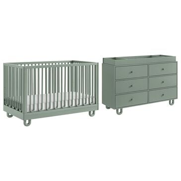 Oxford Baby Meridian 3-Piece Nursery Set with 3-in-1 Convertible Crib, Dresser and Changing Topper in Olive Green, , large