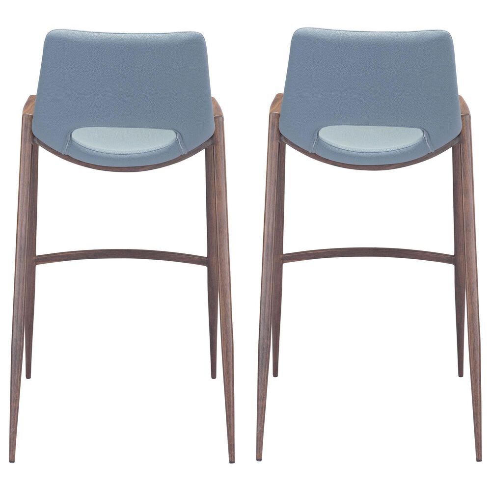 Zuo Modern Desi Bar Chair in Gray and Dark Brown &#40;Set of 2&#41;, , large