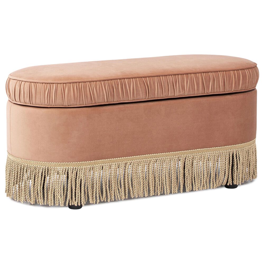 Jennifer Taylor Home Serena Storage Bench with Tufted Bullion Fringe in Peach Orange, , large