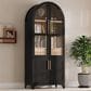 HOMLUX HOMLUX 71" Tall Arched Kitchen Pantry Cabinet with Door Shelves, Farmhouse Kitchen Storage Cabinet with Open & Adjustable Shelves, Hidden Drawer & Glass Door, Cupboard for Kitchen, Dining Room, Black, , large