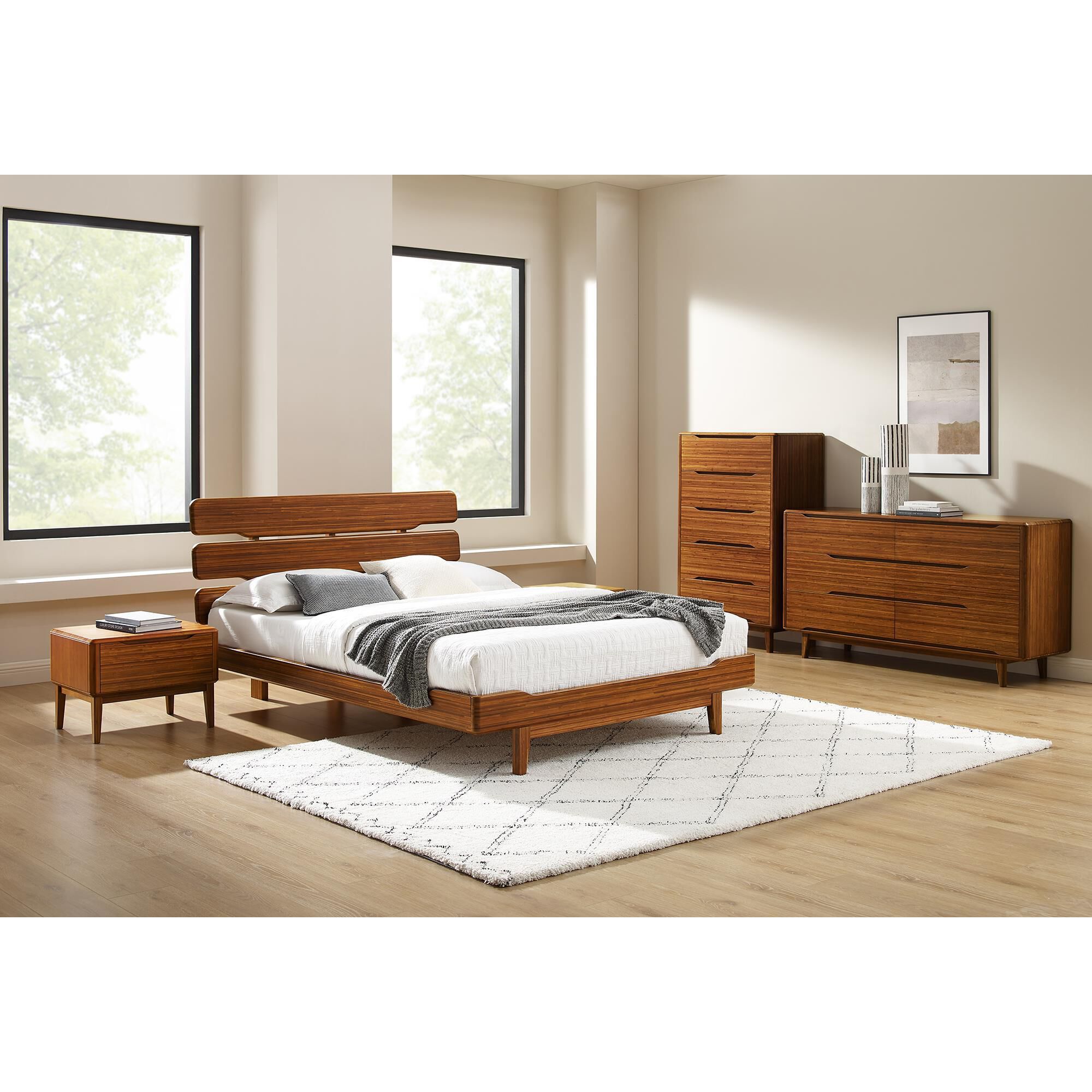 Natural Bamboo Furnishings 1-Drawer Nightstand in Amber