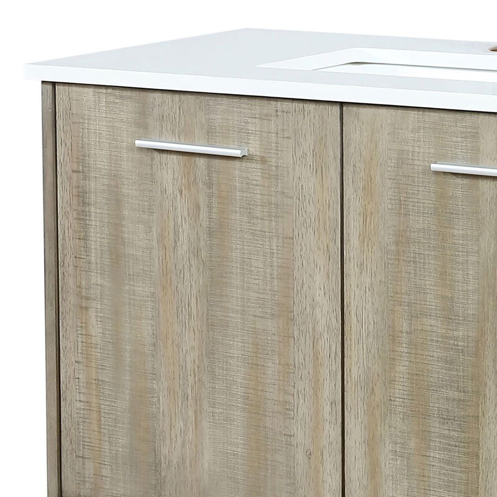 Lexora Home Lancy 36&quot; Single Bathroom Vanity in Rustic Acacia with 2 cm White Cultured Marble Top and Rectangular Sink, , large