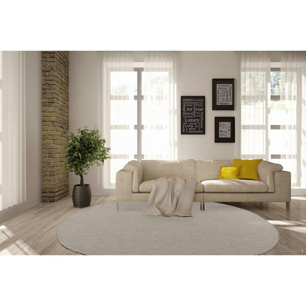 Nourison Courtyard Ivory and Silver 6&#39; x 9&#39; Oval Indoor/Outdoor Area Rug, , large