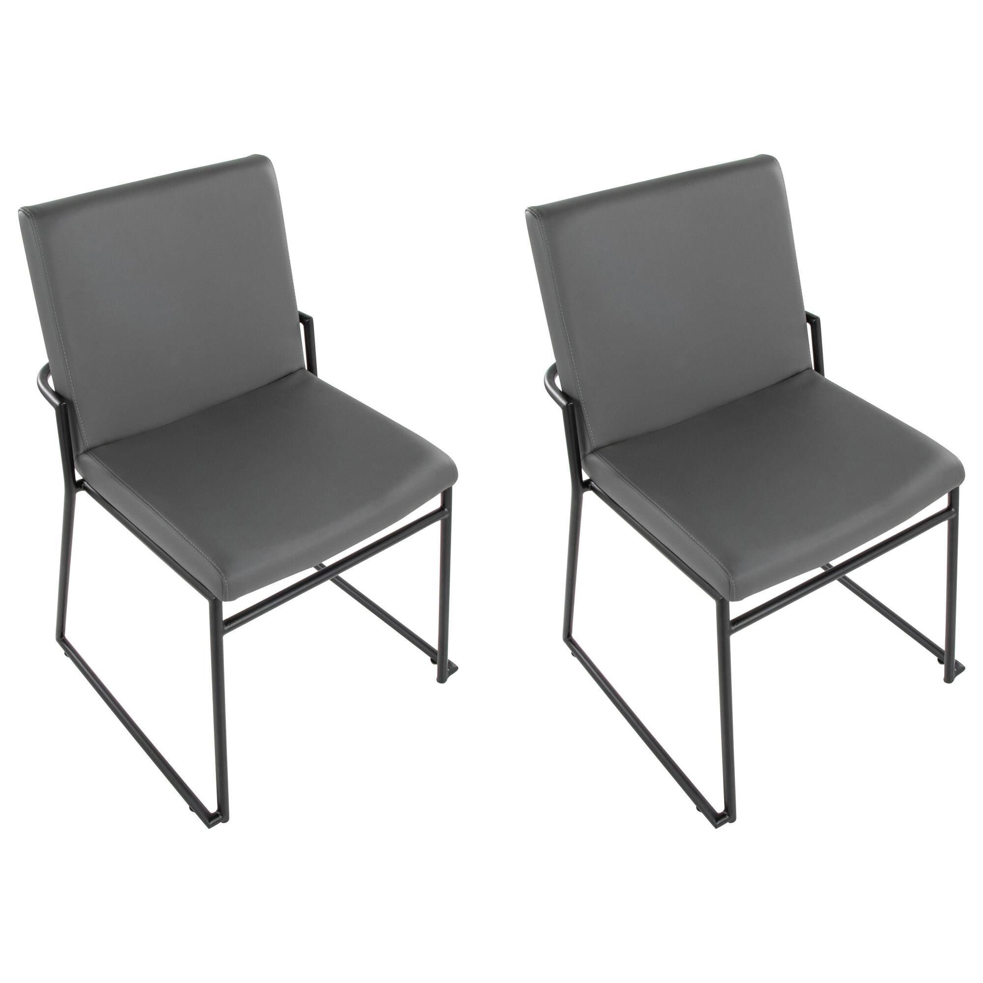 LumiSource Dutchess Side Chair with Grey Faux Leather Cushion in
