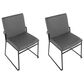 LumiSource Dutchess Side Chair with Grey Faux Leather Cushion in Black (Set of 2), , large