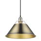 Golden Lighting Orwell 1-Light Wide Large Pendant with Aged Brass Shade in Pewter, , large