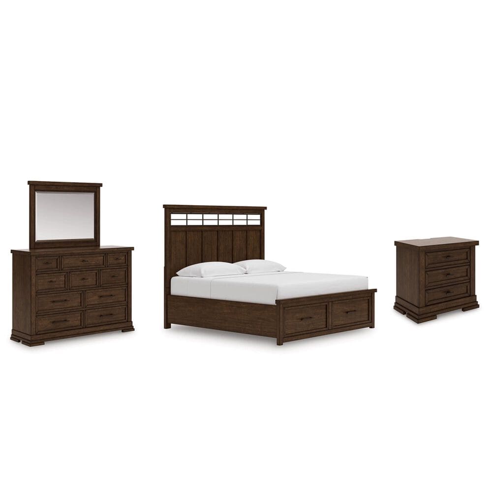 Ashley Taffenbrook 4-Piece King Storage Bedroom Set in Medium Brown and Black, , large