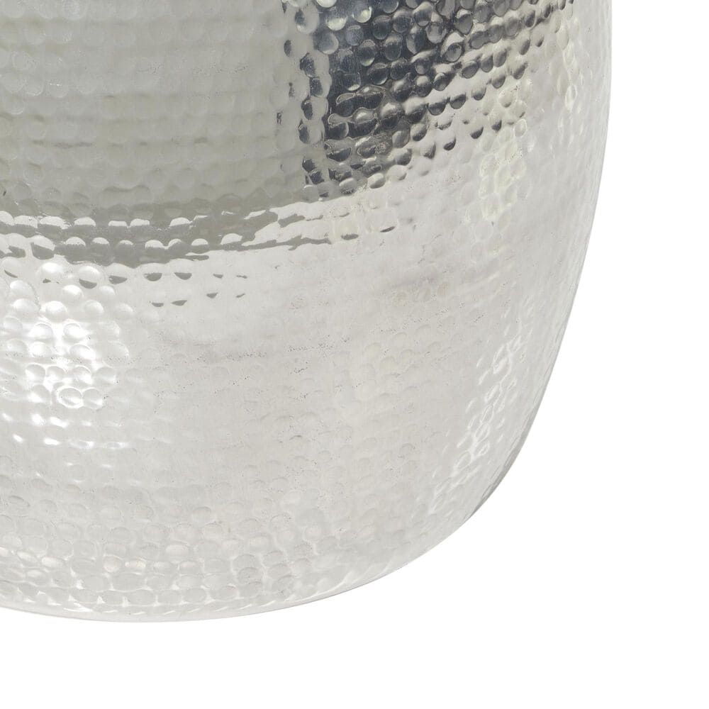Maple and Jade Drum End Table with Hammered Design in Silver, , large