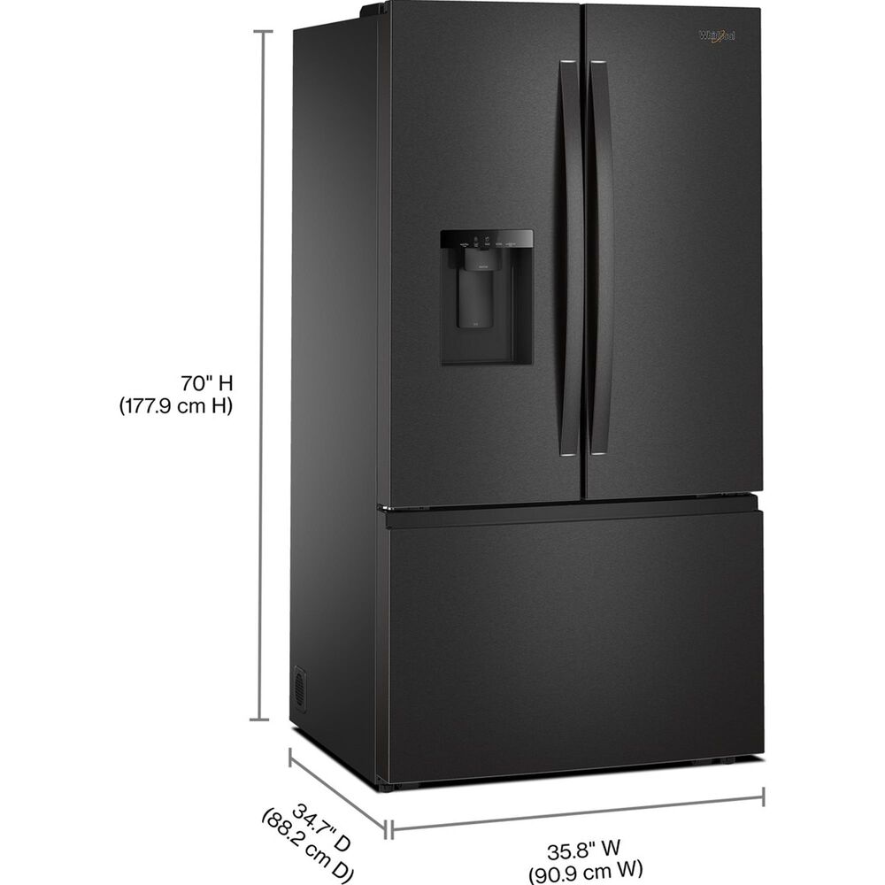 Whirlpool 29.58 Cu. Ft. French Door Refrigerator with In-Door Water and Ice Maker in Fingerprint Resistant Black Stainless Steel, , large