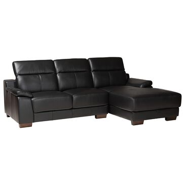 Baxton Studio Reverie Stationary Sectional with Right Facing Chaise in Black, , large