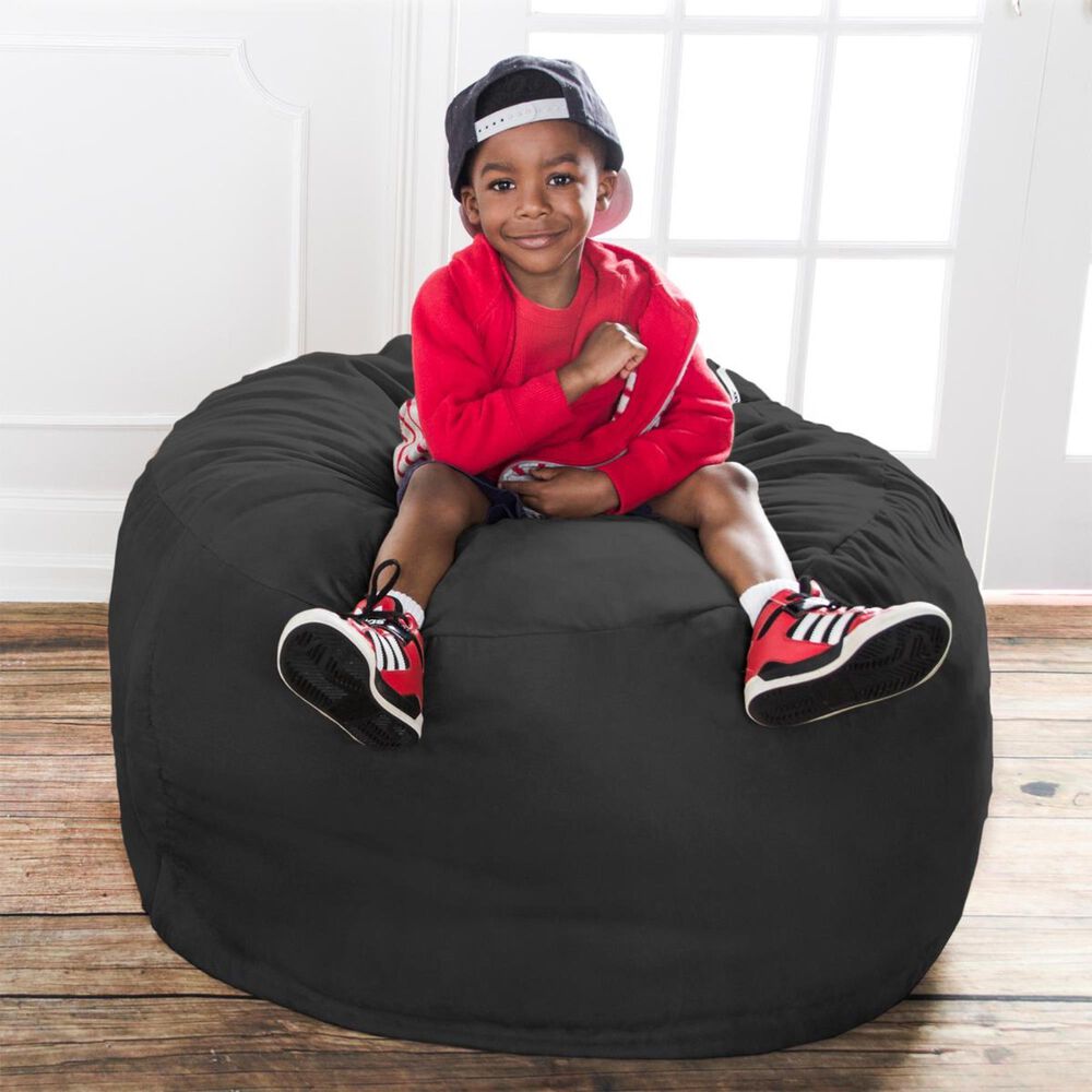 Jaxx 3' Round Bean Bag with Removable Cover in Black NFM