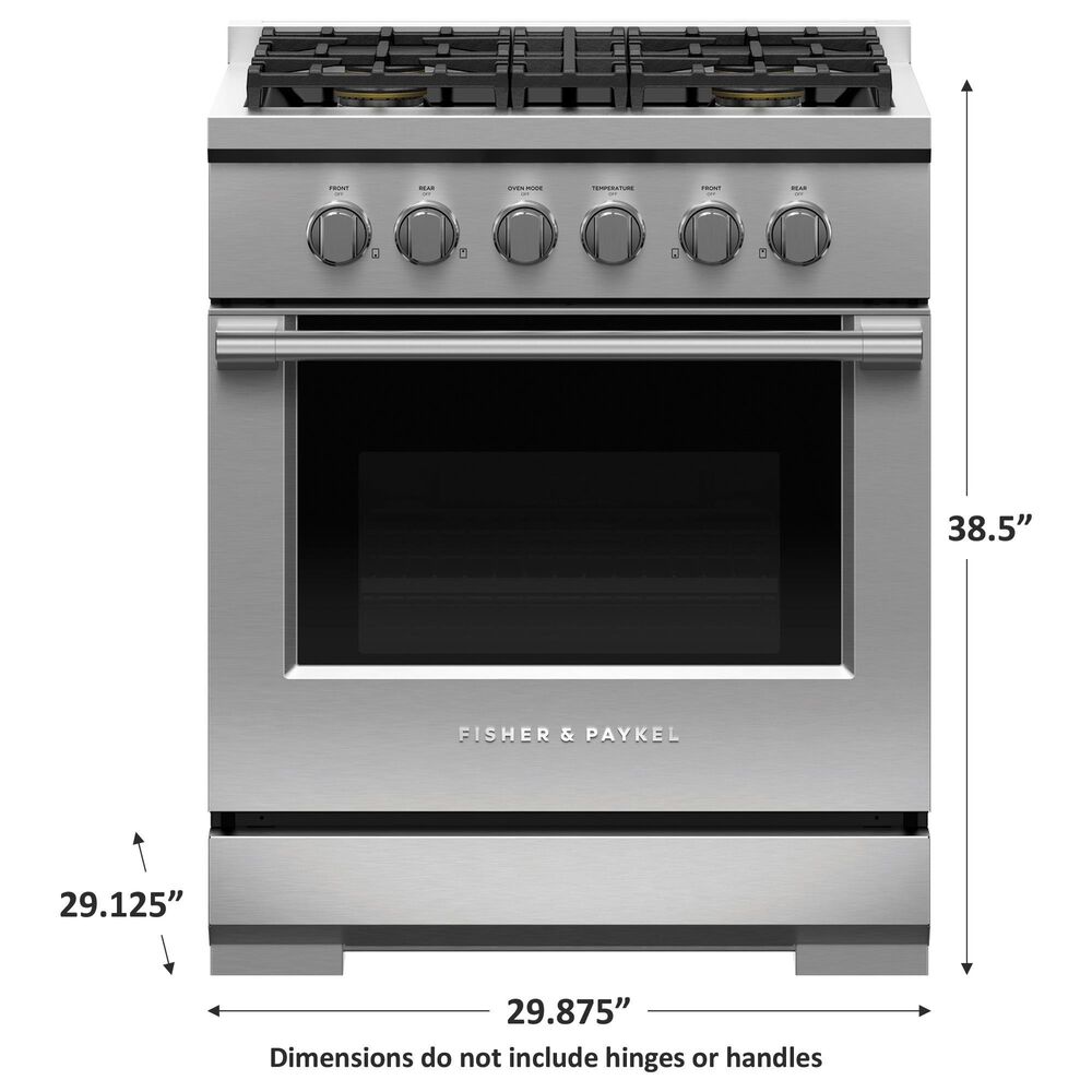 Fisher &amp; Paykel 30&quot; Freestanding Natural Gas Range with 4 Burners in Stainless Steel, , large