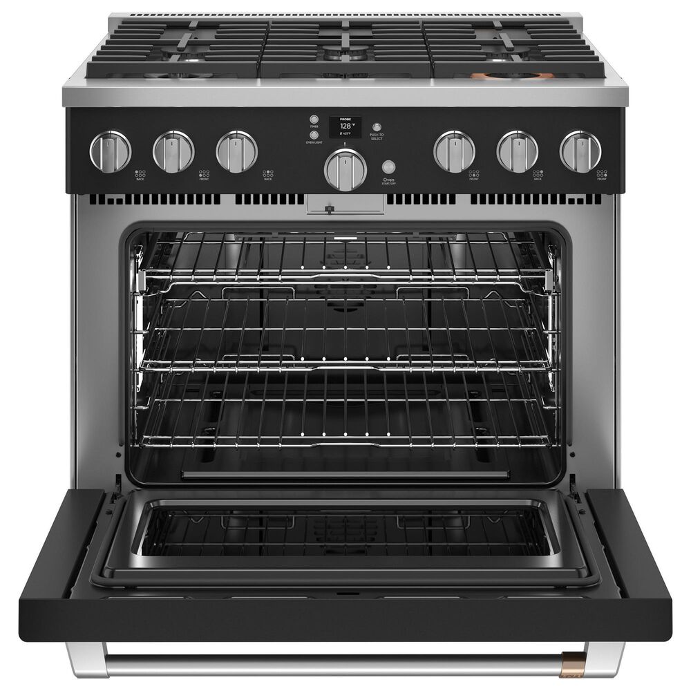 Cafe 6.2 Cu. Ft. Freestanding Natural Gas Range in Matte Black and Brushed Stainless, , large
