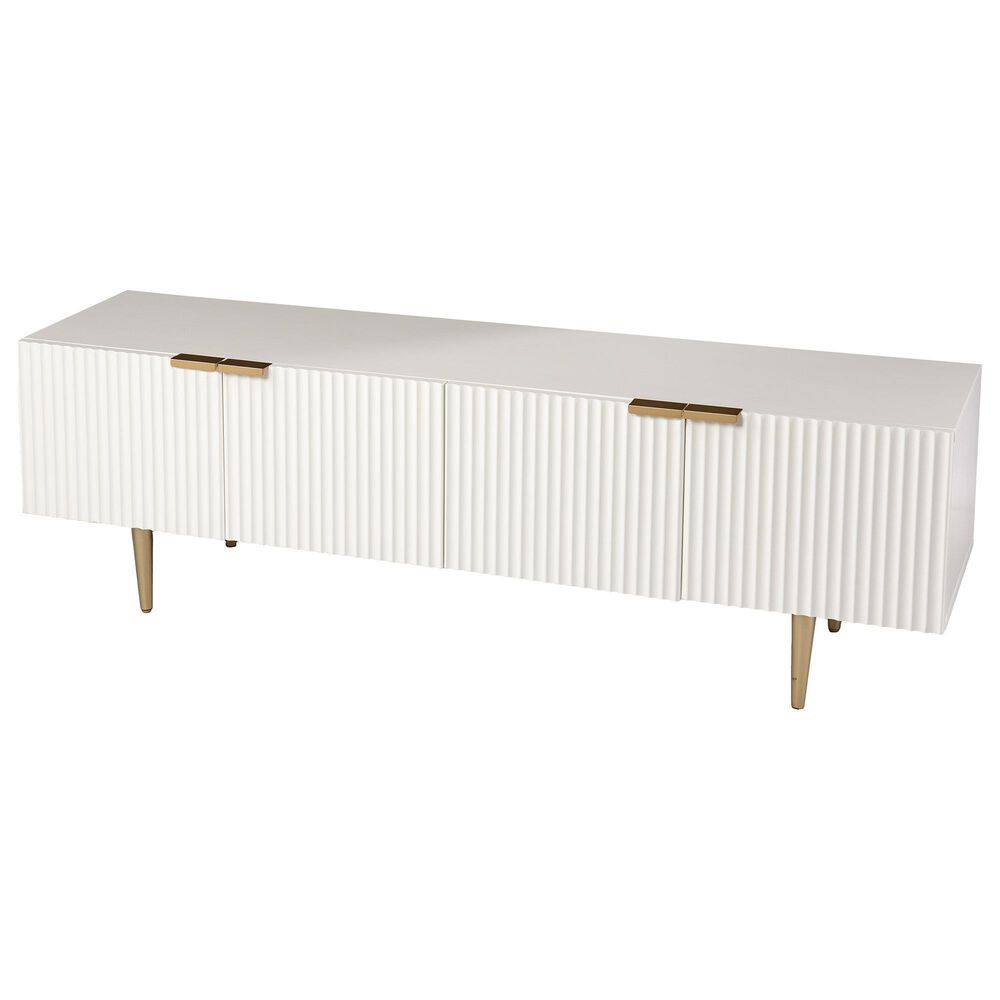 Southern Enterprises Pilston 4-Door Media Console in White and Gold, , large