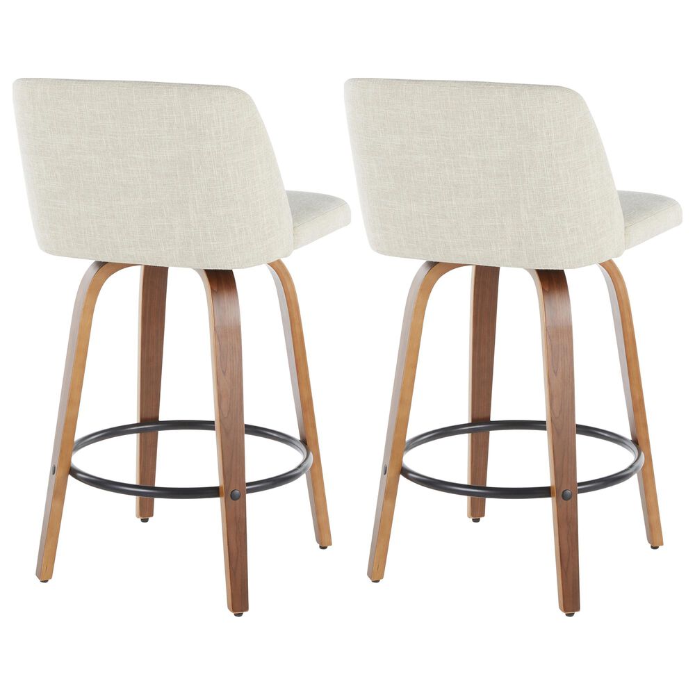 Lumisource Tintori Counter Stool in Cream, Walnut and Black &#40;Set of 2&#41;, , large