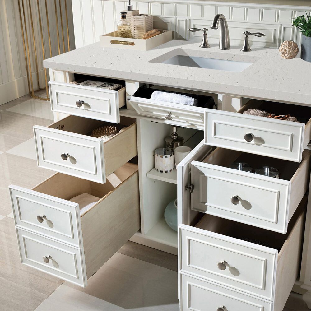 James Martin Vanities Bristol 48" Single Bathroom Vanity in Bright White with 3 cm Lime Delight Quartz Top and Rectangular Sink, , large