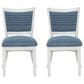 Linon Home Decor Lainey Side Chair with Blue Stripe Cushion in White (Set of 2), , large