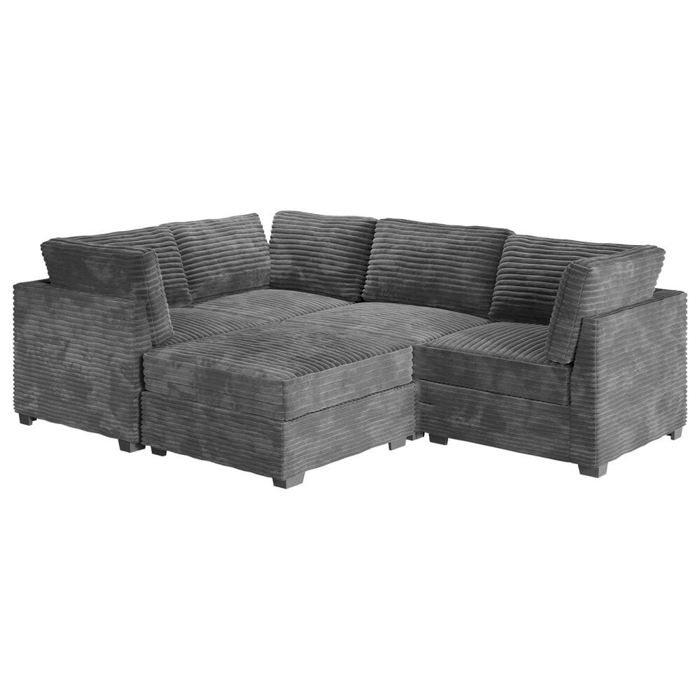 HOMLUX 5-Piece Mod Sectional with Chaise in Gray, , large