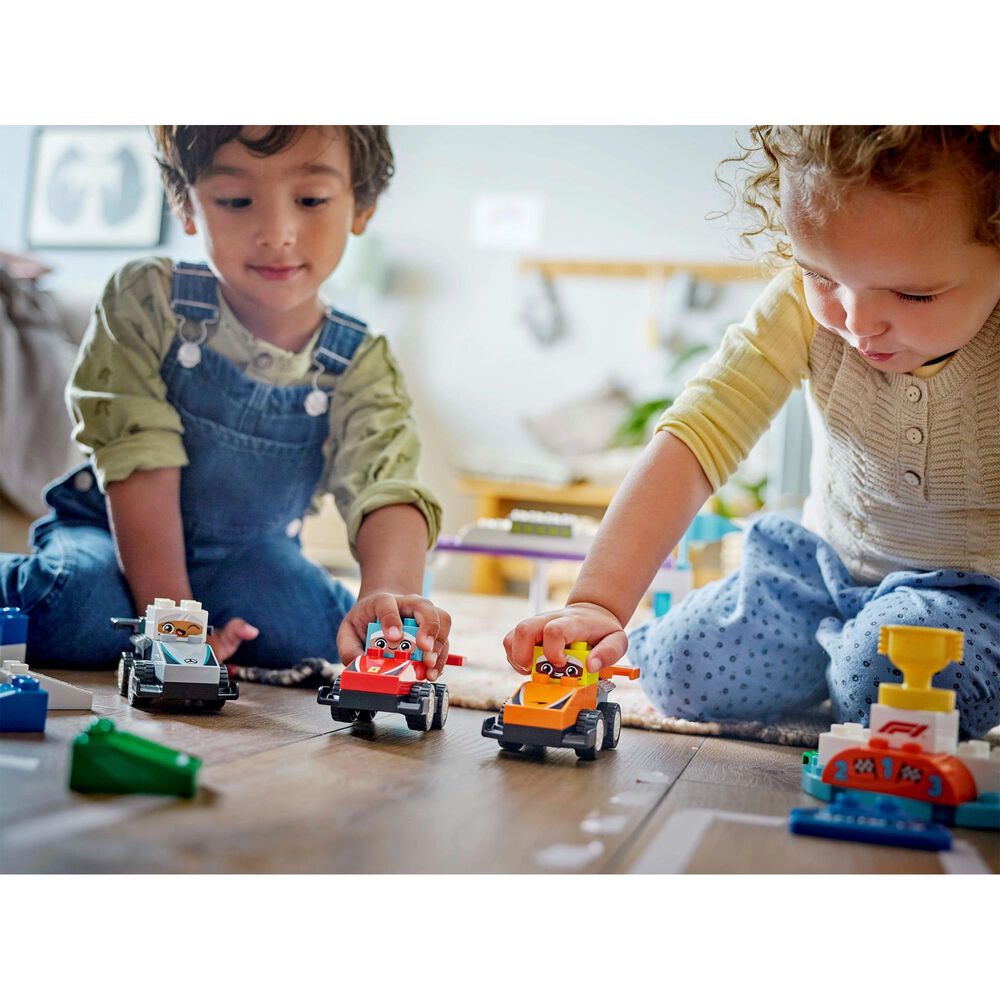 LEGO Duplo F1 Team Race Cars and Drivers Building Set in Multicolor, , large