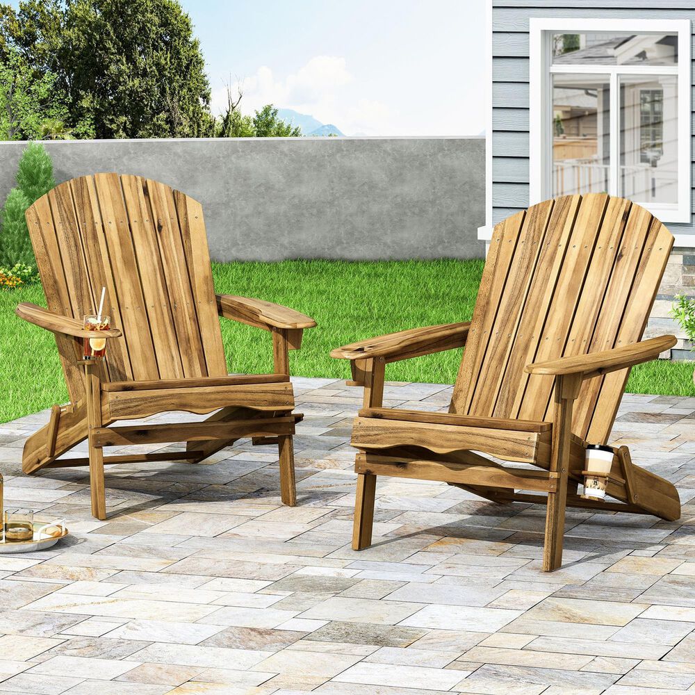 Noble House Bellwood Patio Adirondack Chair in Natural &#40;Set of 2&#41;, , large