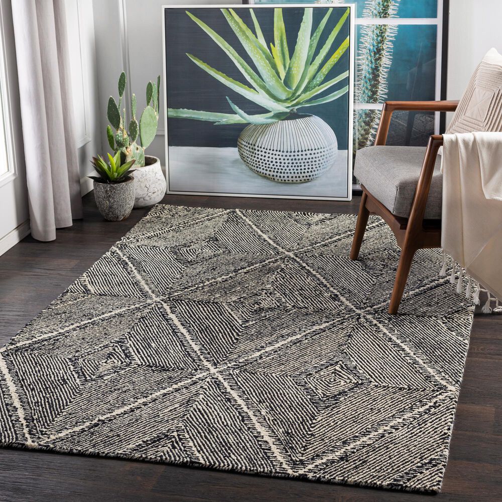 Surya Maroc MAR-2322  5&#39; x 7&#39;6&quot; Black and Beige Area Rug, , large