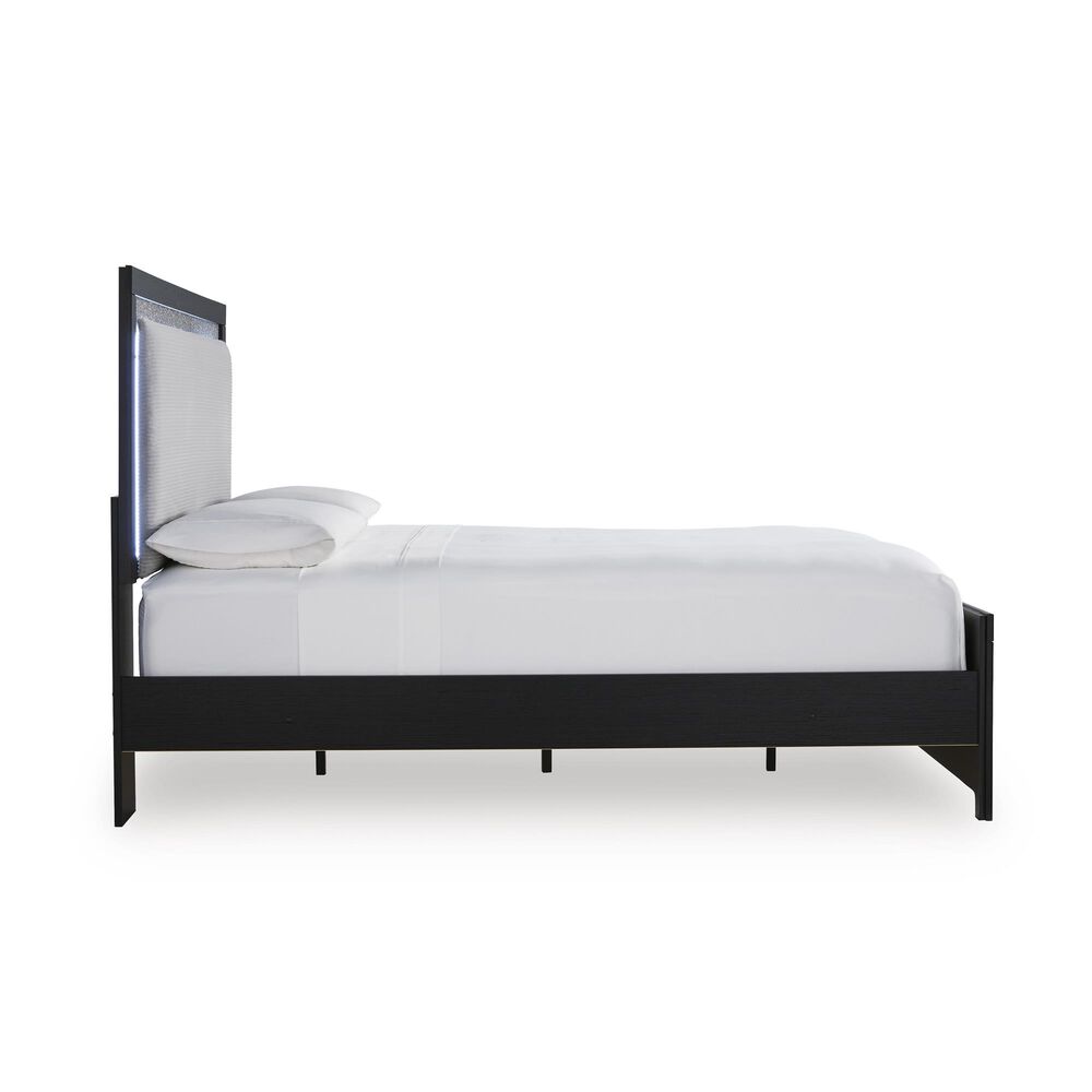 Ashley Maeling Queen LED Panel Bed with Dresser and Nightstand in Matte Black, , large