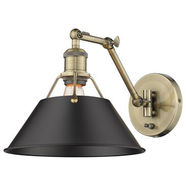 Golden Lighting Orwell 1-Light Wall Sconce in Aged Brass and Black, , large