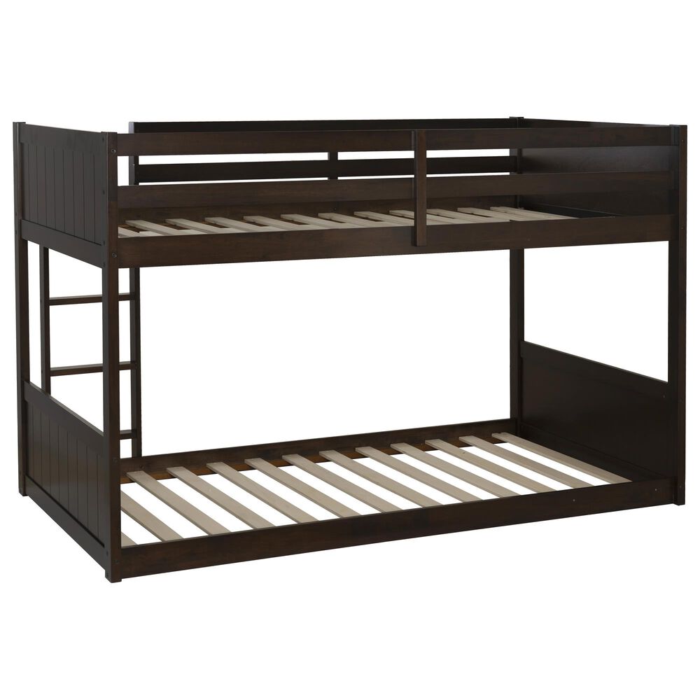 Linon Home Decor Darcy Low Profile Twin over Twin Bunk Bed in Espresso, , large