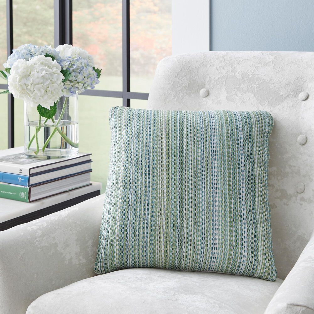 Ashley Keithley 18&quot; Square Throw Pillow in Green, Turquoise and White, , large