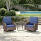 Sunwell Garden Patio Swivel Glider Chair with Brown Frame in Navy (Set of 2), , large