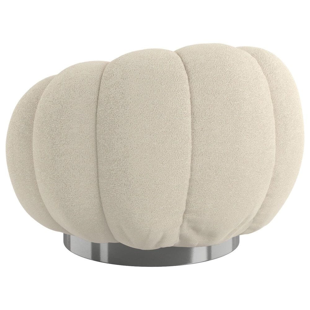 Emerald Home Furnishings Lily Pumpkin Swivel Chair in White Boucle, , large