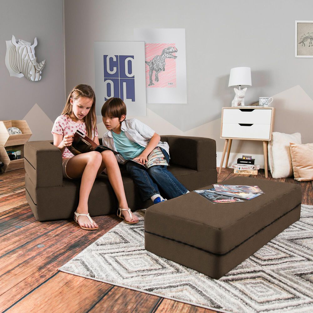 Jaxx Zipline Big Kids Modular Sofa & Ottoman in Chocolate, , large