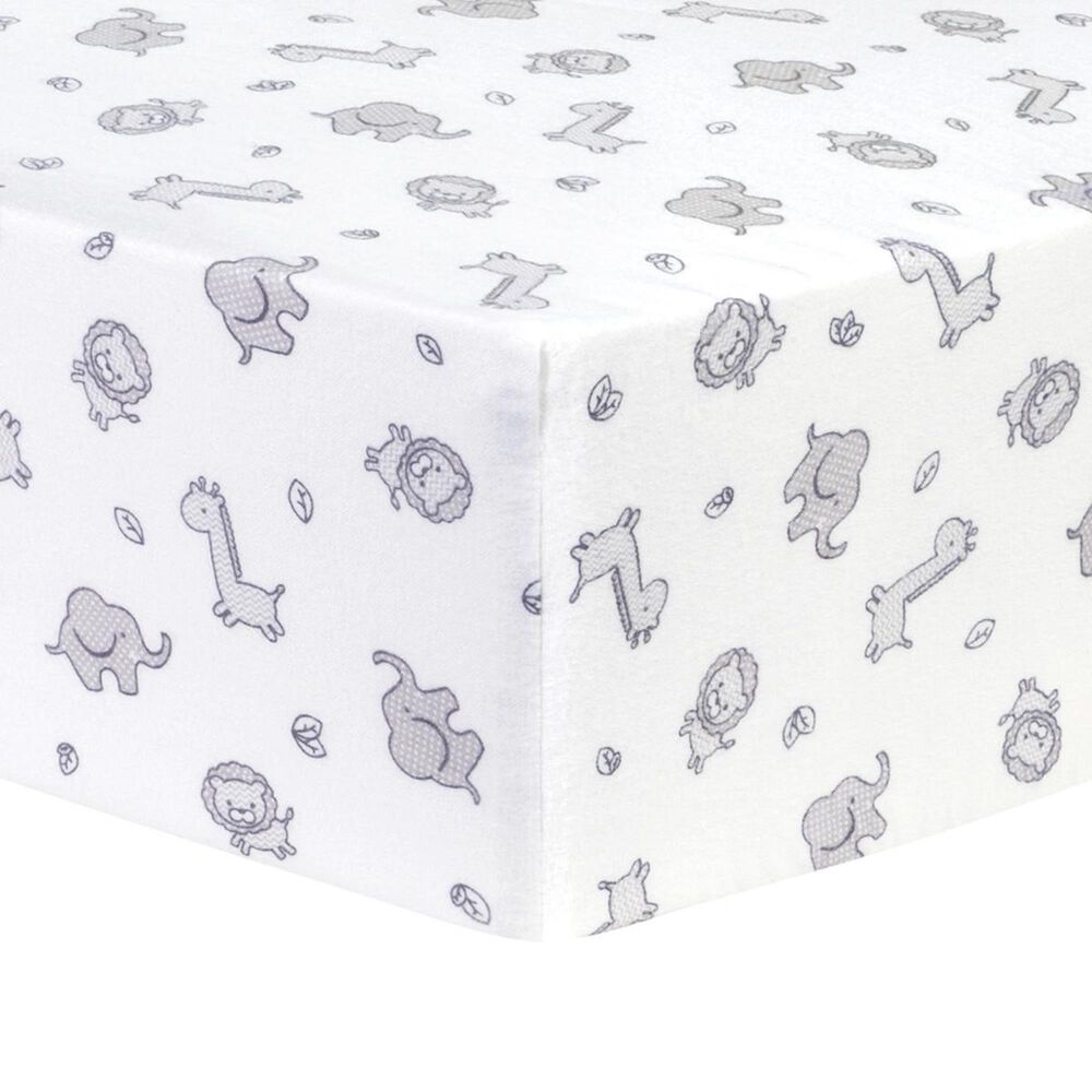 Trend Labs Safari Deluxe Flannel Fitted Crib Sheet in White, , large