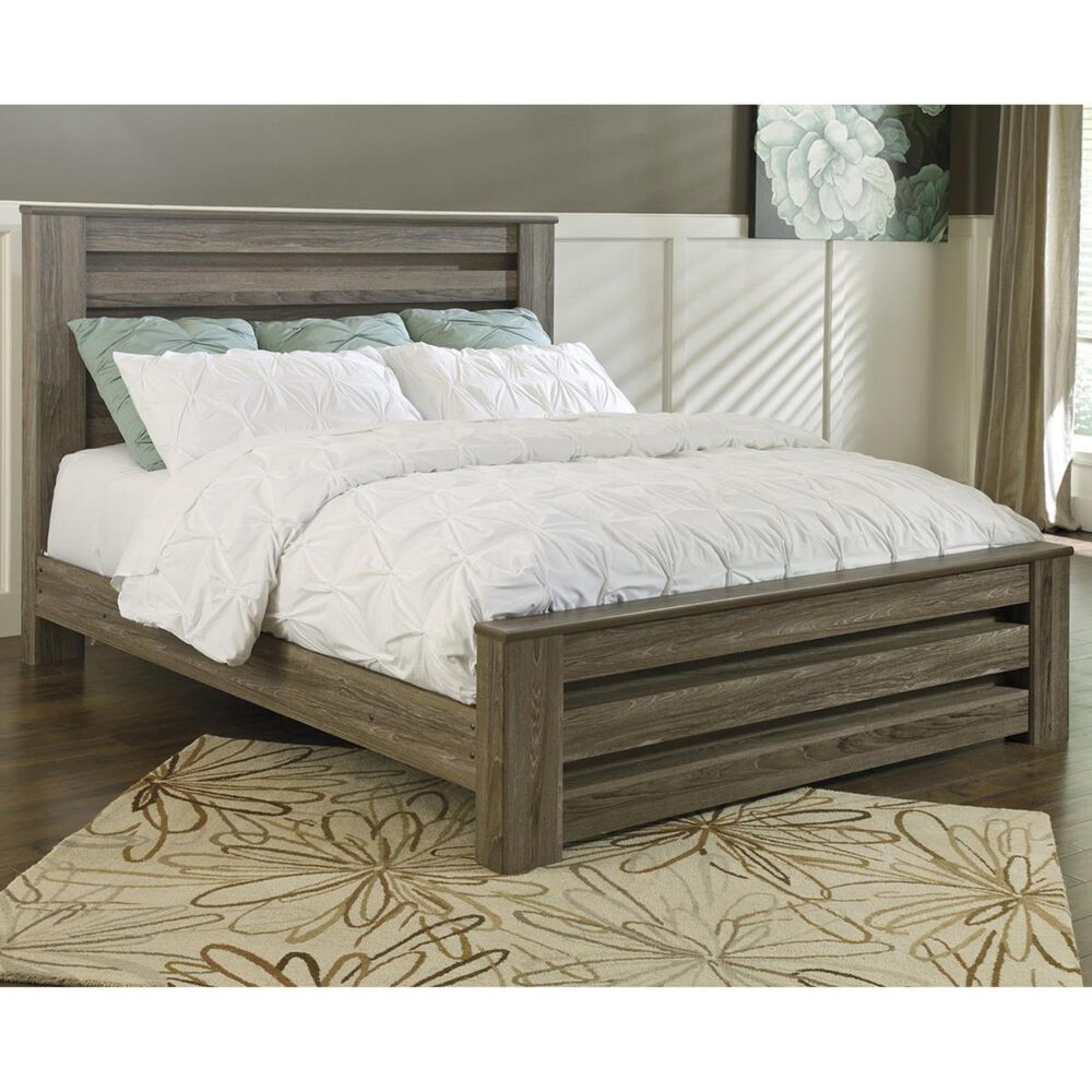 Ashley Zelen King Poster Bed in Warm Gray, , large