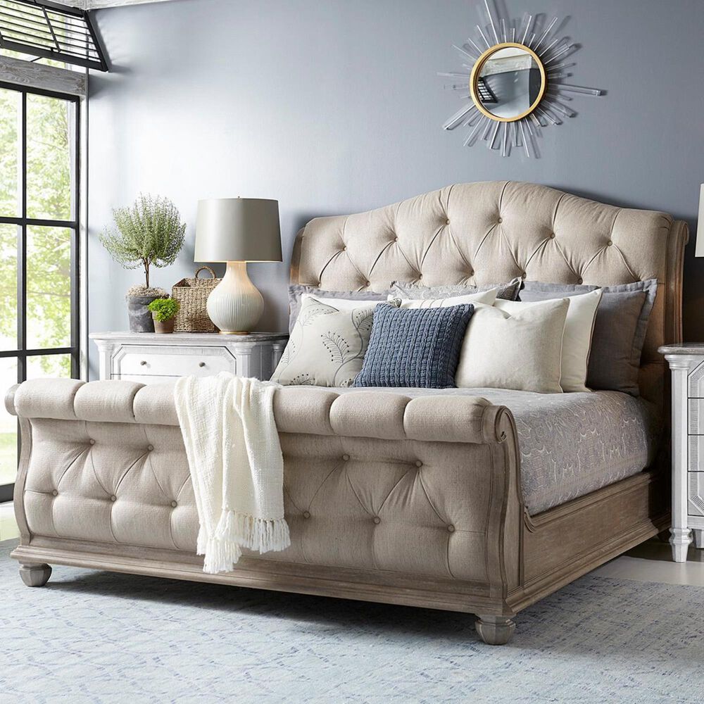 Vantage Summer Creek 4 Piece Queen Bed Set in Scrubbed Oak, , large