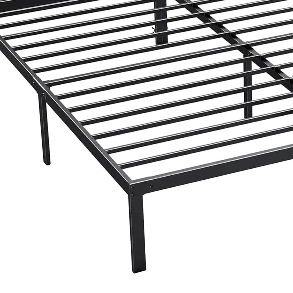 Hearth and Haven King Heavy Duty Metal Bed Frame in Black, , large