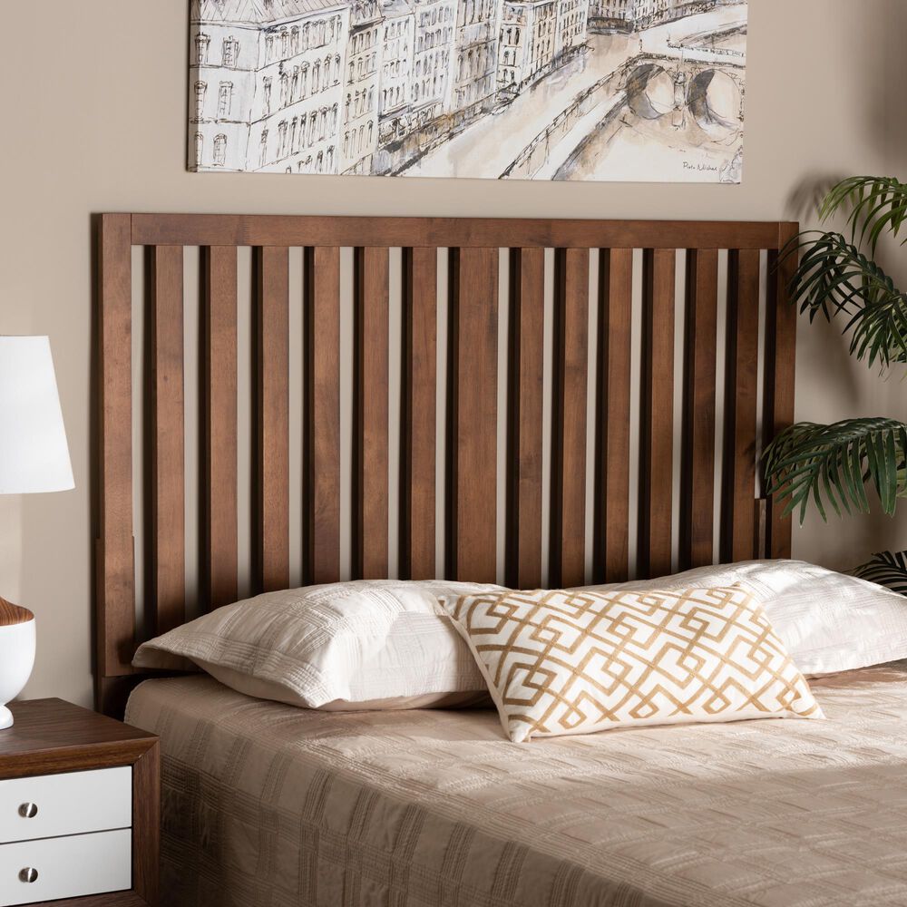 Baxton Studio Oren King Slat Headboard in Ash Walnut, , large