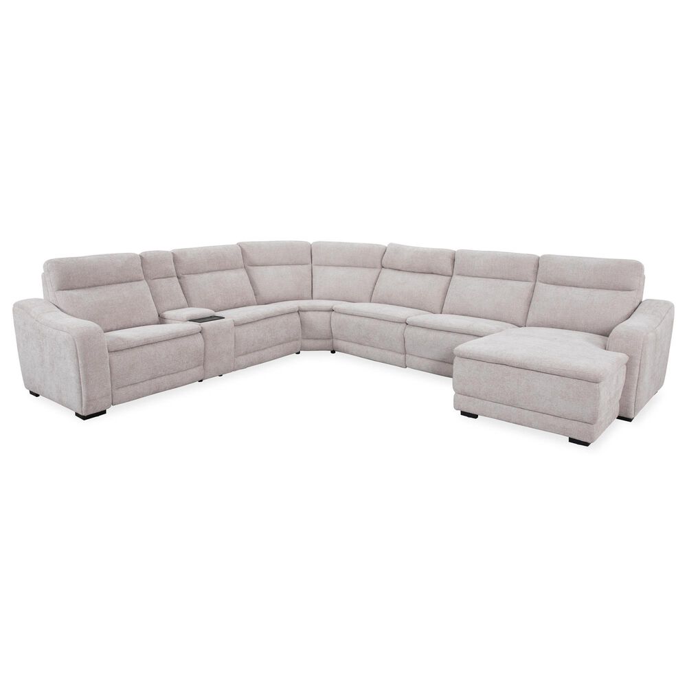Oxford Furniture 7-Piece Power Reclining Right Facing Sectional with Chaise in Paris Cobblestone, , large