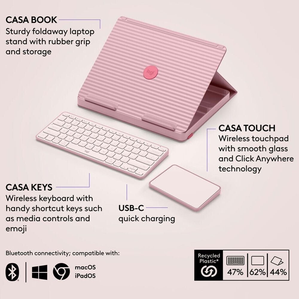 Logitech Casa Pop Up Desk in Bohemian Blush, , large