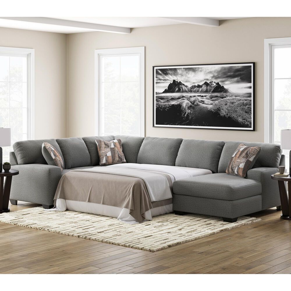 Ashley Clarington 3-Piece Sleeper Right Facing Sectional with Chaise in Greystone, , large