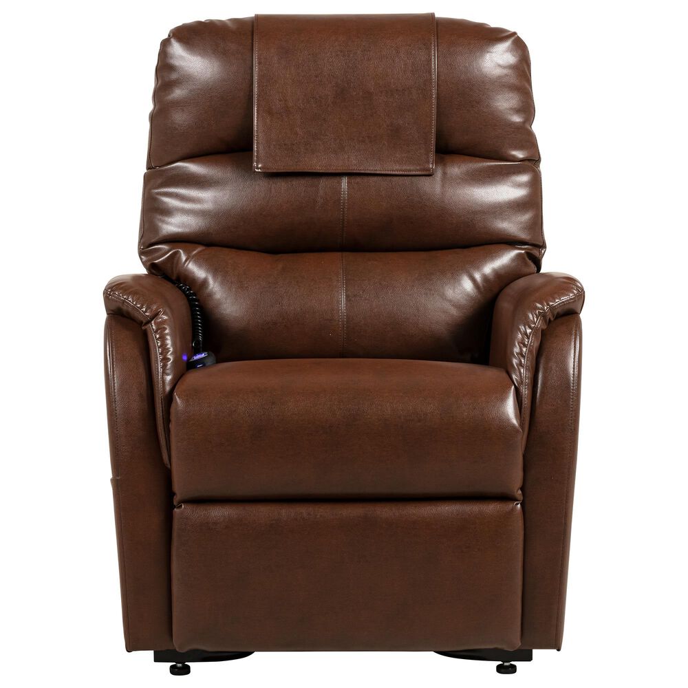 Lounge Destin Comfort Zone 1 Power Lift Recliner with Power Headrest in Chestnut, , large