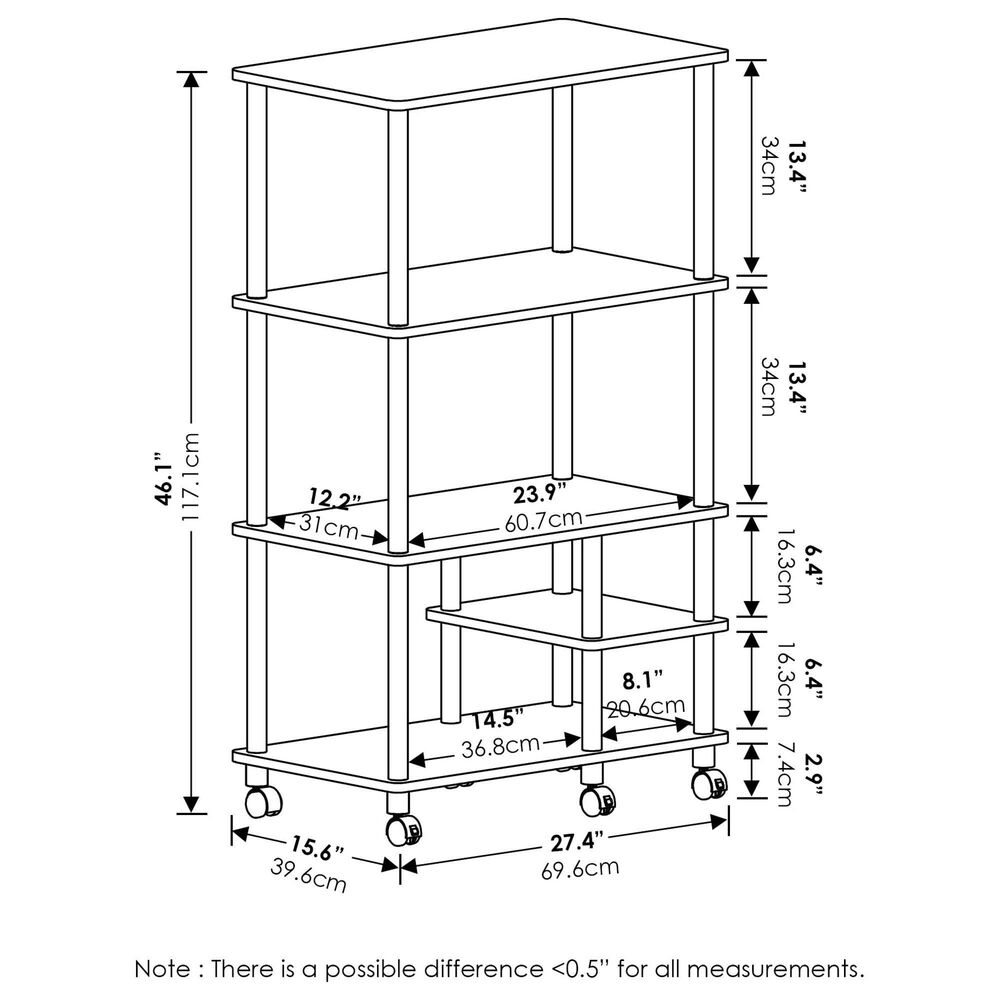 HOMLUX Turn-N-Tube 4-Tier Kitchen Storage Cart in Amber Pine and Black, , large