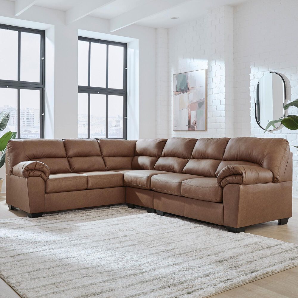 Ashley WillowBend 3-Piece Sectional with LAF Sofa in Caramel, , large