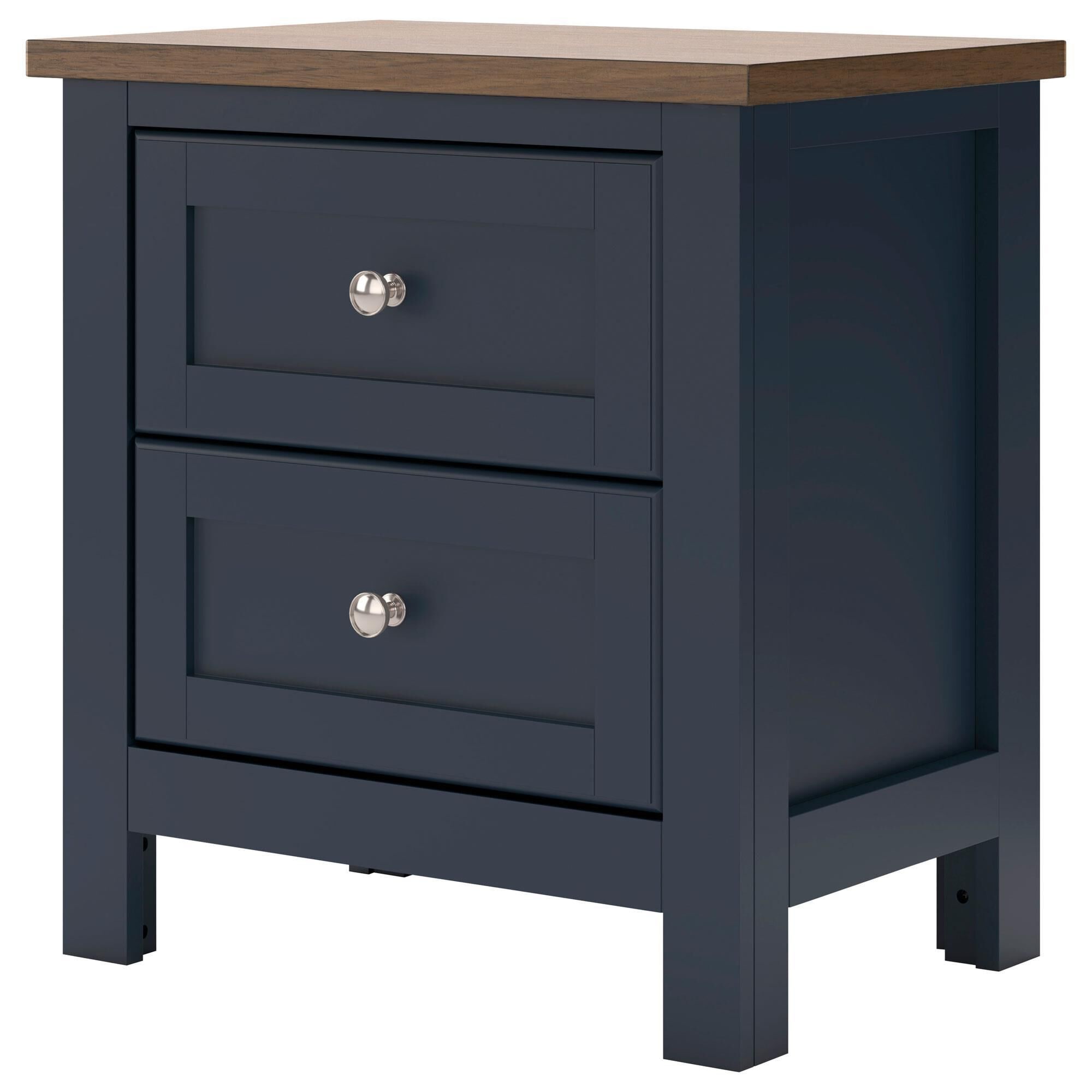 Ashley Landocken 2-Drawer Nightstand in Dark Slate Blue and Light